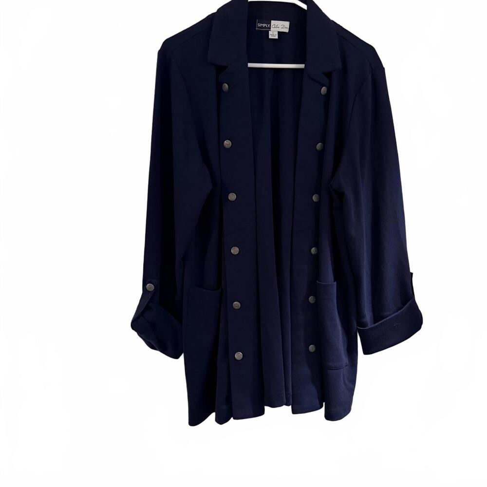 SIMPLY Chloe Dao Wms L Navy Military Vibe long Open Front "Shacket" Y2k